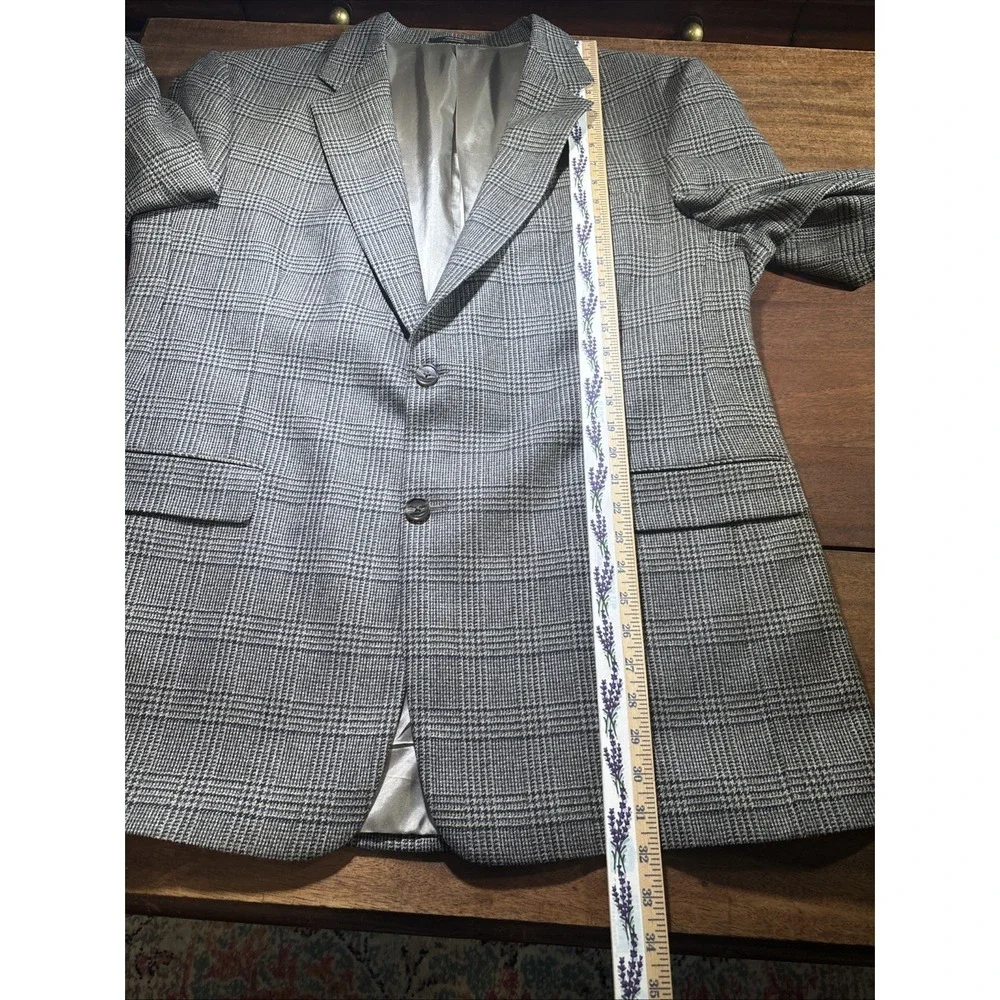 Hart Schaffer Marx Wool Plaid Suit Jacket‎ Sz 46 Regular